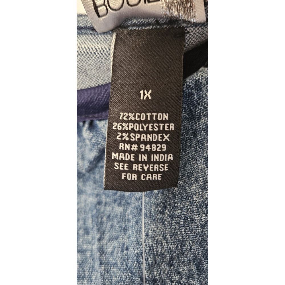 NWT ROSIE HARLOW puff sleeve square‎ neck women Sz 1X DENIM dress - Picture 8 of 10